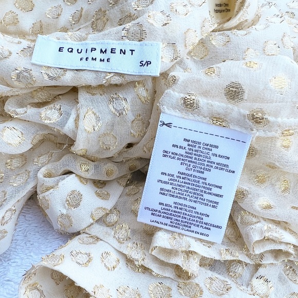 Equipment Gold Metallic Polka-dot Button-down Shirt - Picture 9 of 11